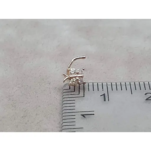 Золота сережка-пірсинг Dear в ніс Dear з фіанітами. 1041.2 Шампань - фото 4