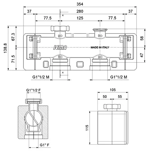 Збірний колектор Icma №785 з подвійною камерою 1" х 1 1/2" - фото 2