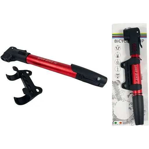 Насос ручной для велосипеда Good Bike Dual Alu в алюминиевом корпусе AV, FV, DV красный (92518R-IS) - фото 8