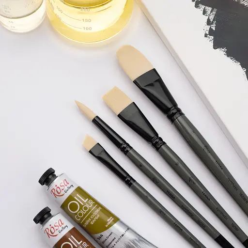 Пензель синтетика плоска TERRA 1608F №0 довга ручка Rosa - фото 4