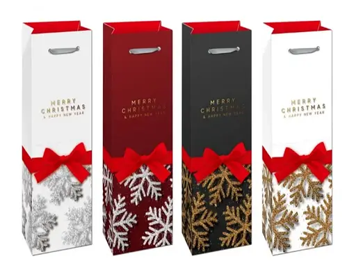 Набір подарункових пакетів Merry Christmas, високий картон, 12x35x8 см, 6 шт. в упаковці, BL2402-112