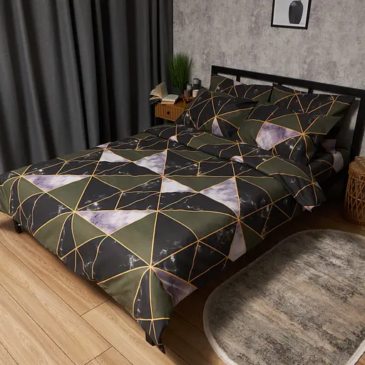 Комплект постельного белья Moon&Star Микросатин Premium Golden Marble King Size 220x240 наволочки 4х70х70 - фото 1