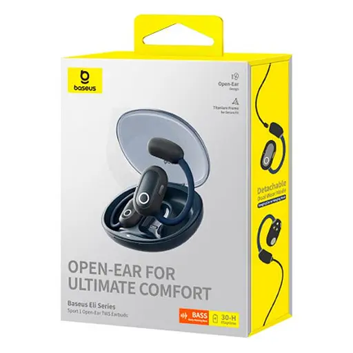 Бездротові навушники Baseus Eli Sport 1 Open-Ear TWS Earbuds, IPX4, BT5.3, 65mAh, 600mAh, 7.5h, Cosmic Black A00064400121-00 - фото 7