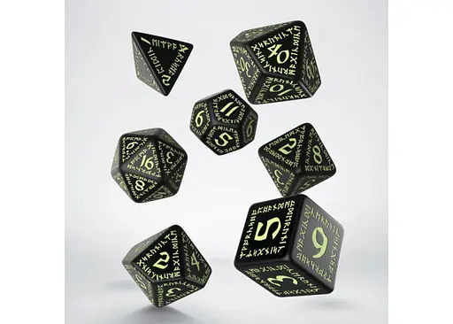 Набір кубиків Runic Black & glow-in-the-dark Dice Set , 7 шт. (SRUN03) - фото 2