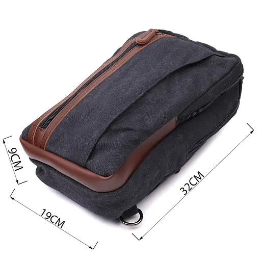 Оригинальная мужская сумка через плечо из плотного текстиля Vintage 19х32х9 см sum0028969 - фото 3