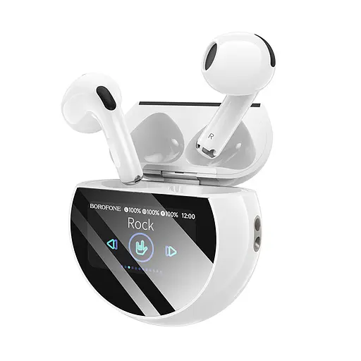 Бездротові навушники BOROFONE BW87 Mist true wireless BT headset with touch screen White - фото 3