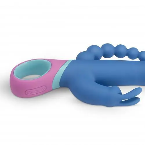 Вібратор кролик PMV20 Vice Double Vibrator 23 см синій - фото 5