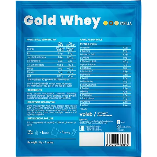Протеїн VPLab Gold Whey Ваніль 30 г - фото 2