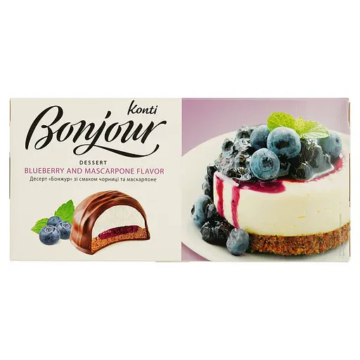 Десерт Bonjour зі смаком чорниці та маскарпоне, 232 г (812728)
