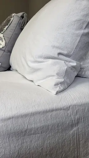 Комплект постельного белья из вареного хлопка белый White, LUXURY Washed - двухспальный - фото 4