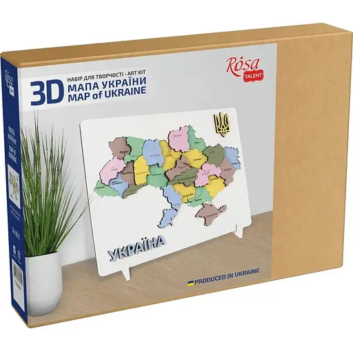 Набір картина 3D Rosa Talent Мапа України 3D пастельні кольори МДФ 24 5х18 5 см 