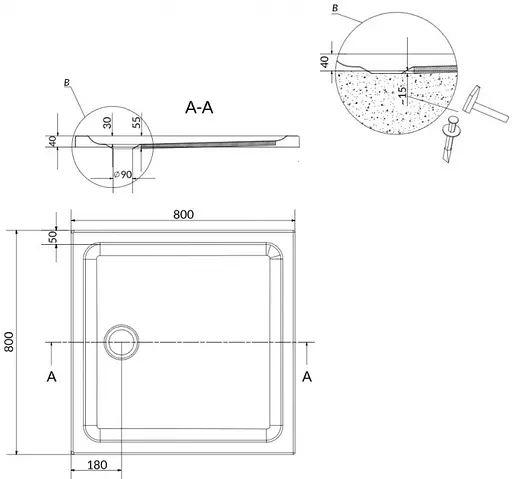 Душовий піддон Cersanit Tako 80x80 S204-009 - фото 3