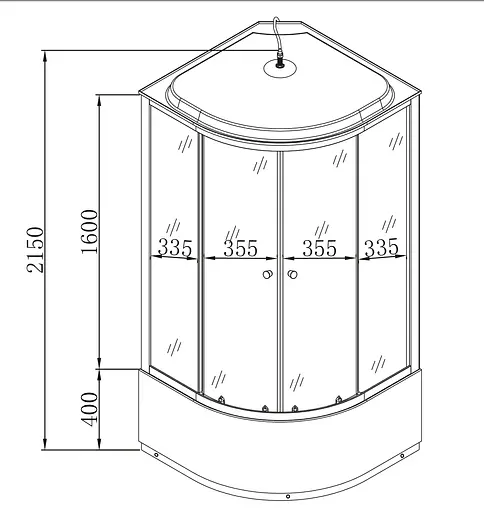 Душевой бокс без гидромассажа Mixxus Strong SB01-90x90x215-GR Satin с высоким поддоном MI6885, Хром матовый, тонированный, хром матовый - фото 5