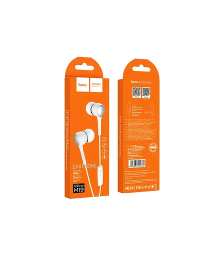 Проводные наушники Hoco M19 Drumbeat Universal, 3.5mm, 1.2m, Белый - фото 3