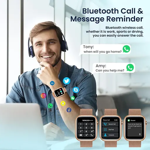 Женские умные часы для телефонов Android iOS: Золотые умные часы для женщин, 1,83-дюймовый трекер - фото 5