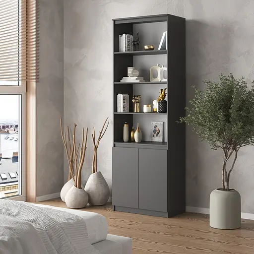 Шкаф для книг Vays пенал с полками R-29 Антрацит