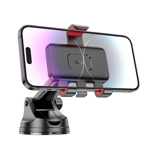 Автотримач для телефона HOCO H22 Dragon automatic clamping car holder(center console) Red Black - фото 6