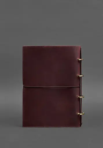 Кожаный блокнот А4 на кольцах (Софт-бук) 9.0 в мягкой бордовой обложке Crazy Horse - фото 6