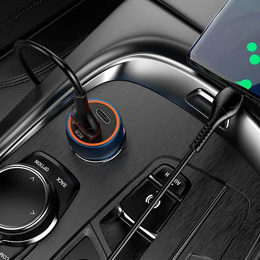 Адаптер автомобильный HOCO Type-C Cable Blue whale car charger set Z46A набор коричневый - фото 4