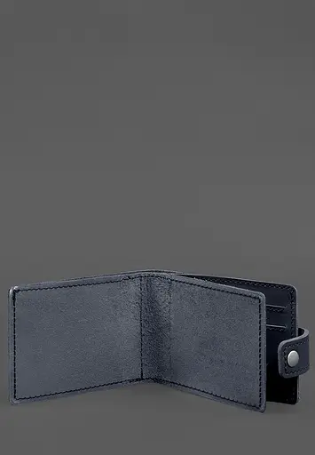 Кожаная обложка-портмоне для удостоверения участника боевых действий (УБД картонный документ) Темно-синяя - фото 3