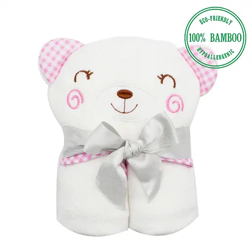 Полотенце бамбук/махра Lovely Svi детское с капюшоном в подарочной коробке - 90 х 90 см Розовая окантовка (8692695) - фото 4