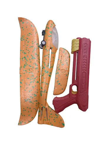 Пистолет с запуском C 70878 Самолёт, на колёсах, механический принцип работы, подсветка, в пакете (6900067708786) Вид 1 - фото 1