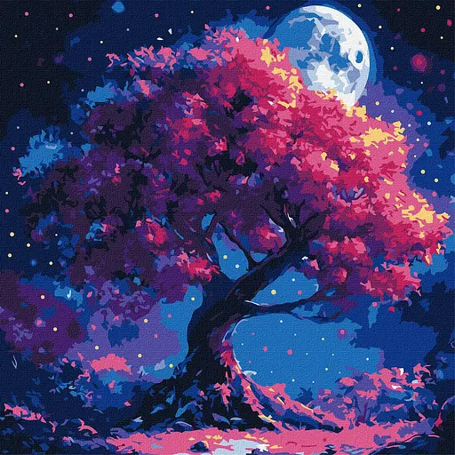 Набір для розпису по номерах Силует дерева, Ideyka, 40x40 см, КНО6384