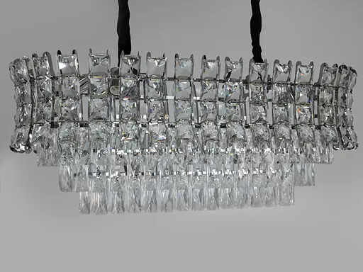 Кришталева люстра над обіднім столом овальної форми на 8 ламп, хром - фото 1