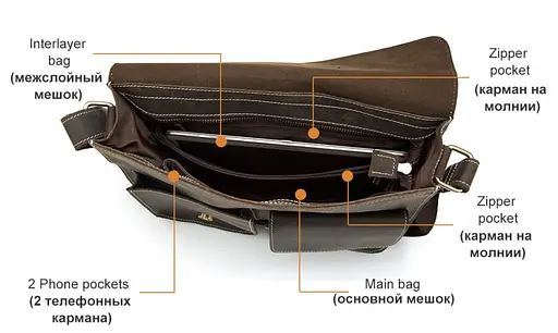 Чоловіча шкіряна сумка Vintage 31,5х26х7 см sum0012919 - фото 5