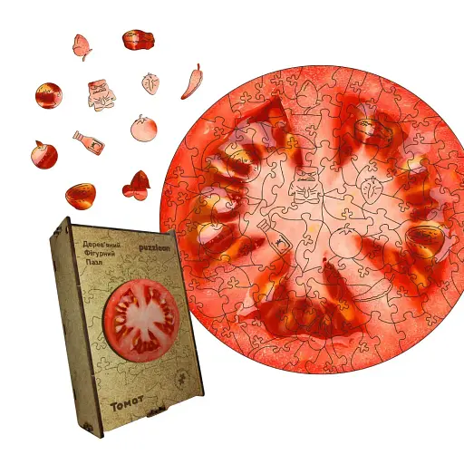 Дерев'яний фігурний пазл Томат, А3, Картонна коробка 200 елементів