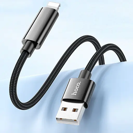 Дата кабель Hoco U125 Benefit 2.4A USB to Lightning with display (1.2m) Black - фото 5