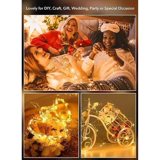 12 Комплектов светодиодных сказочных вагней с батарейным питанием — 7 футов 20 светодиодных светодиодных светильников и серебряной - фото 4