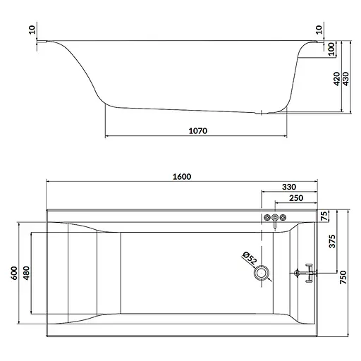 Ванна прямоугольная Cersant Larga 160x75 S301-305 - фото 3