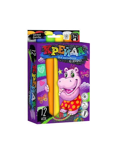 Мелки для рисования на асфальте большая 12 шт укр MEL-01-06U (Danko Toys) (4823102802954) - фото 1