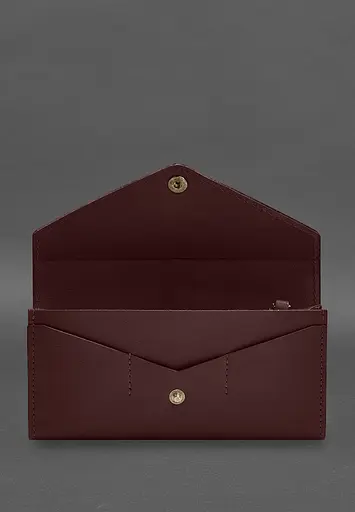 Кожаный клатч (портмоне) на кнопке 5.0 Бордовый - фото 3