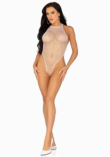 Leg Avenue Net snap crotch tank bodysuit OS White One size - фото 5