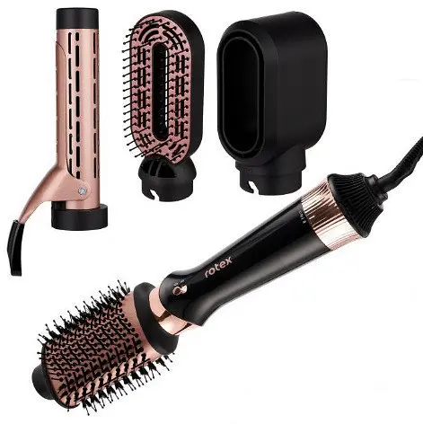 Фен-щетка 4 в 1 Rotex RHC494-T стайлер с турмалиновым покрытием, вращающаяся расческа AirBrush 1200 Вт - фото 1