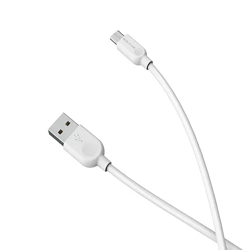 Кабель BOROFONE BX14 USB to Micro 2.4A, 1m, PVC, TPE connectors, White - фото 1