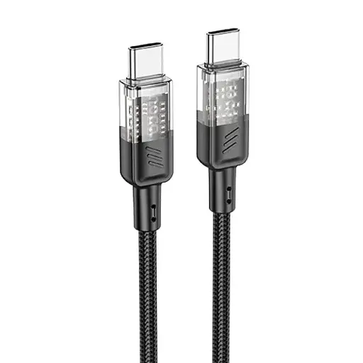 Кабель Hoco USB U129 Type-C to Type-C 60W 1.2 м силіконовий провід для швидкого заряджання гаджетів чорний - фото 1