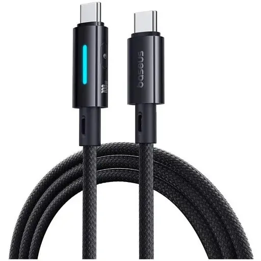 Кабель Baseus Lit Button-Control Fast Charging Data Cable USB-C to USB-C 100W 2 м Чорний