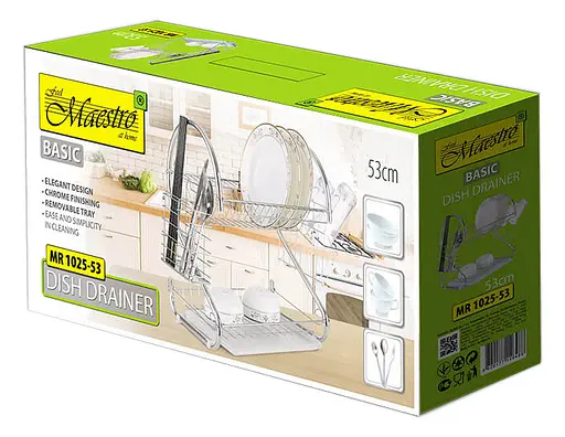 Сушарка для посуду Maestro Basic MR-1025-53 з нержавіючої сталі двоярусна з піддоном - фото 3