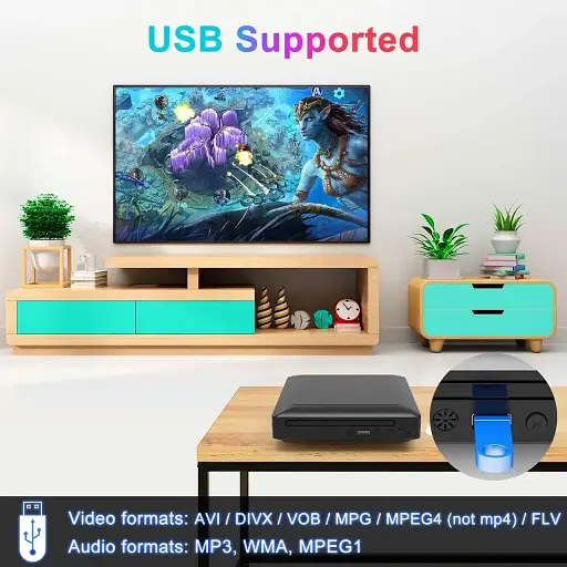 DVD плеєр Tojock Mini Multimedia Player DVP-508 Програвач DVD дисків для телевізора з кабелями HDMI AV - фото 4
