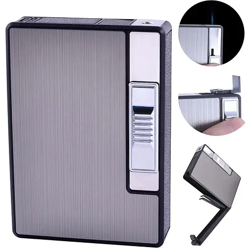 Портсигар на 10 сигарет із запальничкою FOCUS №HL-150 Black (10836) - фото 3