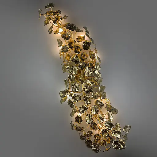 Удлиненная золотая бра во флористических мотивах Line F цвет корпуса золотой - фото 7