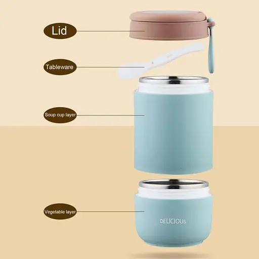 1 комплект термоізоляційної чашки для молока з ручкою для перенесення об’ємом 680 мл(блакитний) - фото 2