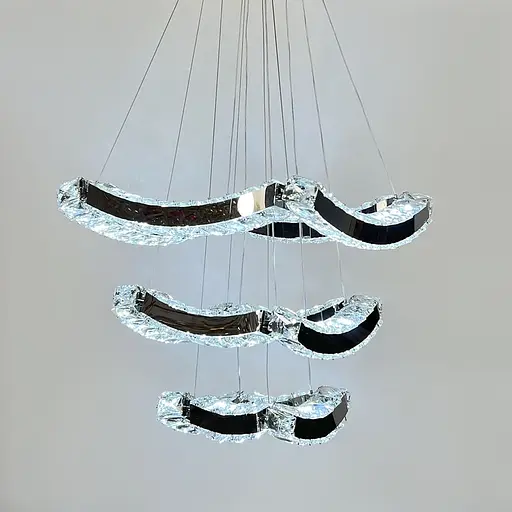 Элегантная хрустальная люстра на 3 яруса 40+30+20 см Ст. (T) C 206/3 (400+300+200) | Line F - фото 5