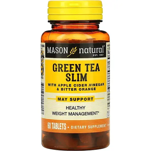 Зеленый чай с яблочным уксусом и горьким апельсином Mason Natural Green Tea Slim с Apple Cider Vinegar&Bitter Orange 60 таблеток