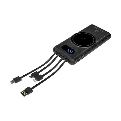 Повербанк 10000mAh Power Bank Kraft KPB-1110W Black бездротова зарядка (43-00099) - фото 2