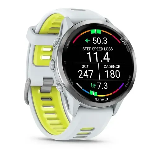 Смарт-годинник Garmin Forerunner 970 Whitestone Titanium with Whitestone/Translucent Amp Yellow Silicone with Silver Buckle (010-02969-61) - фото 3