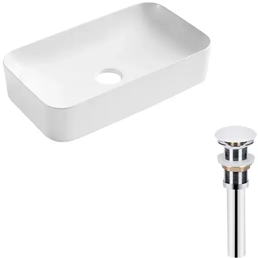 Умивальник Qtap Tern накладний прямокутний 605x350x140 мм White + донний клапан PU02, Білий - фото 1